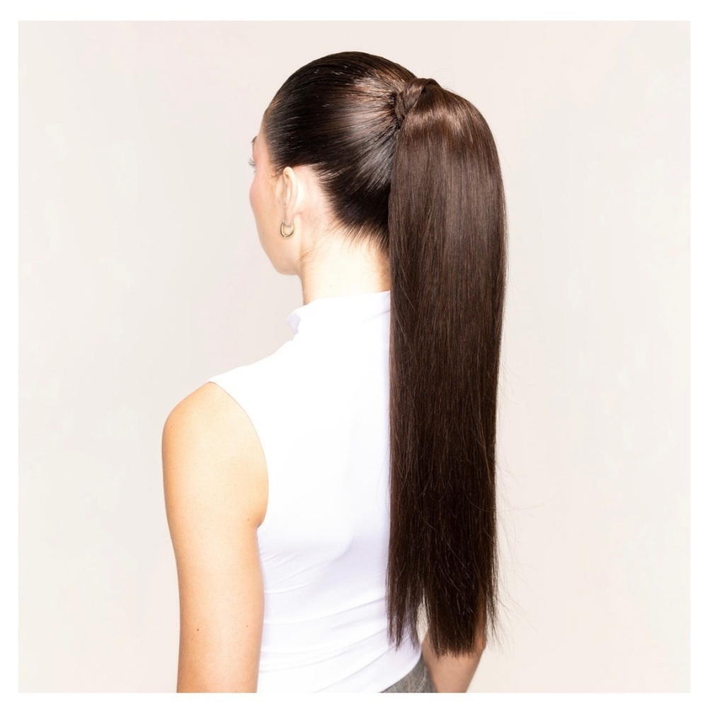 New Bellami‎ Mochachino Brown 1C Faux Wrap Ponytail 20” Hair Extensions